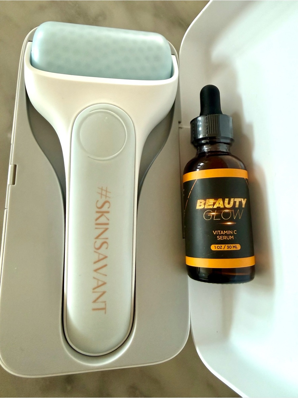 NWOT FACIAL ICE ROLLER with Beauty Glow Vitamin C Serum
